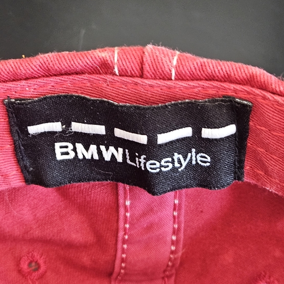BMW Lifestyle Red Baseball Cap Hat Top Stitched Vintage Made in USA - Picture 6 of 7